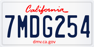 CA license plate 7MDG254