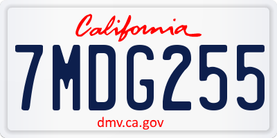 CA license plate 7MDG255