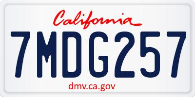 CA license plate 7MDG257