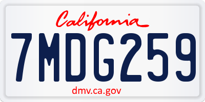 CA license plate 7MDG259