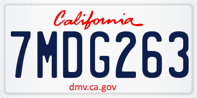 CA license plate 7MDG263