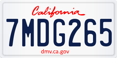CA license plate 7MDG265