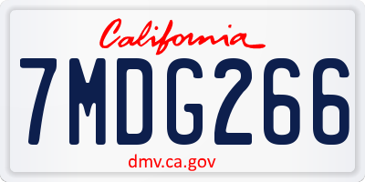 CA license plate 7MDG266