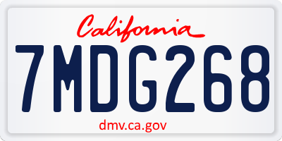 CA license plate 7MDG268