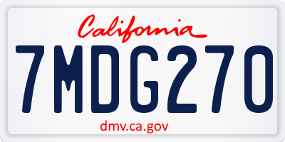 CA license plate 7MDG270