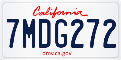 CA license plate 7MDG272