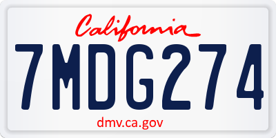 CA license plate 7MDG274