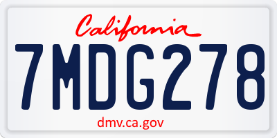 CA license plate 7MDG278