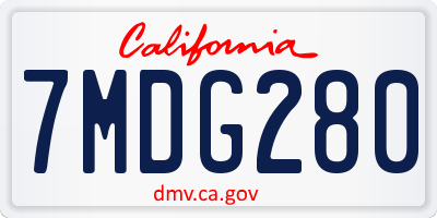 CA license plate 7MDG280