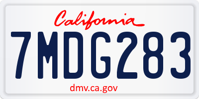 CA license plate 7MDG283
