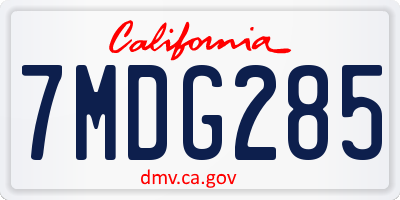 CA license plate 7MDG285