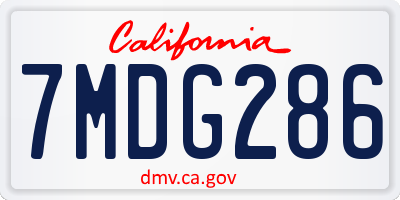 CA license plate 7MDG286