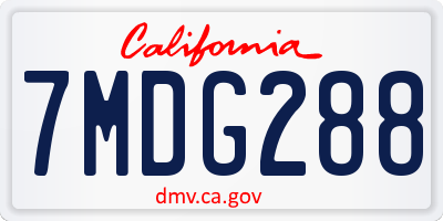 CA license plate 7MDG288