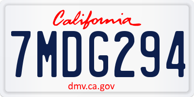 CA license plate 7MDG294