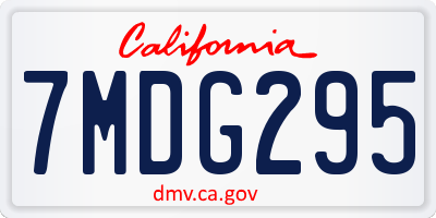 CA license plate 7MDG295