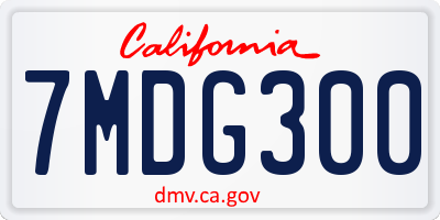 CA license plate 7MDG300