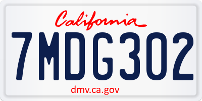 CA license plate 7MDG302