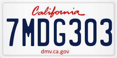 CA license plate 7MDG303