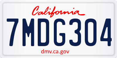 CA license plate 7MDG304