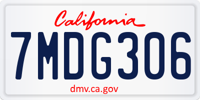 CA license plate 7MDG306