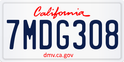 CA license plate 7MDG308