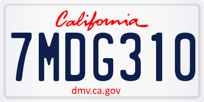 CA license plate 7MDG310