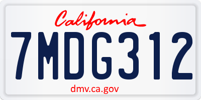 CA license plate 7MDG312