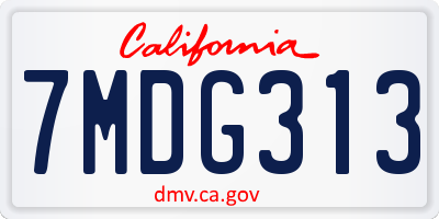 CA license plate 7MDG313