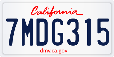 CA license plate 7MDG315