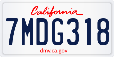 CA license plate 7MDG318