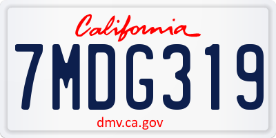 CA license plate 7MDG319