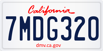 CA license plate 7MDG320