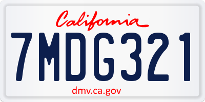 CA license plate 7MDG321