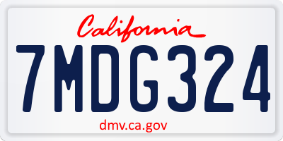 CA license plate 7MDG324