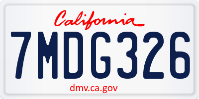 CA license plate 7MDG326