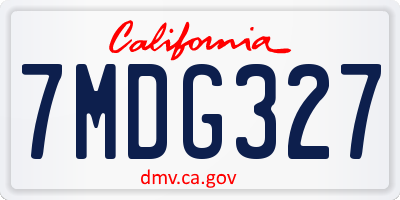 CA license plate 7MDG327