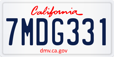 CA license plate 7MDG331