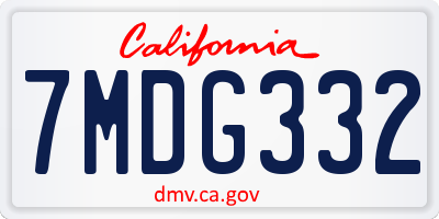 CA license plate 7MDG332