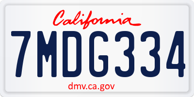 CA license plate 7MDG334