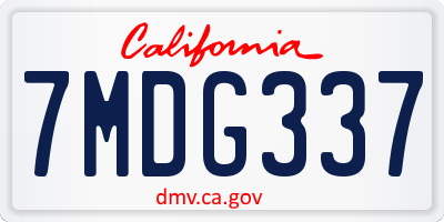 CA license plate 7MDG337