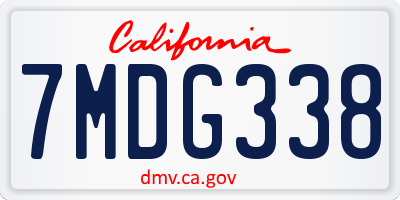 CA license plate 7MDG338