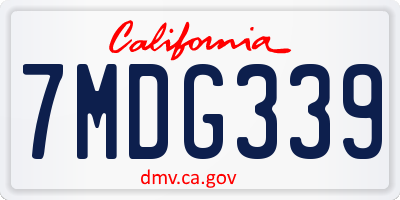 CA license plate 7MDG339