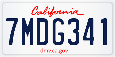 CA license plate 7MDG341