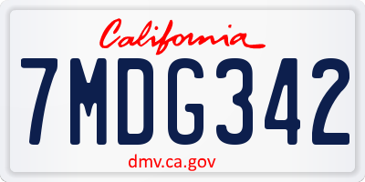 CA license plate 7MDG342