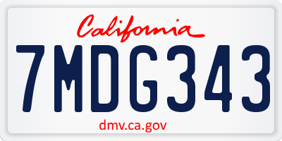 CA license plate 7MDG343