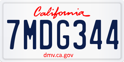 CA license plate 7MDG344