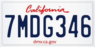 CA license plate 7MDG346