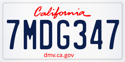 CA license plate 7MDG347