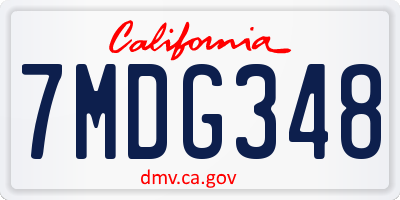 CA license plate 7MDG348