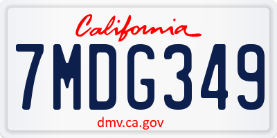 CA license plate 7MDG349